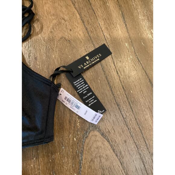 Victoria's Secret VS Archives Macrame Fringe Bralette Bikini Top xs black NWT - Picture 5 of 5